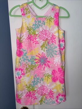 Tommy Bahama Girls' Pink Floral Shift Dress with Yellow & Green Accents